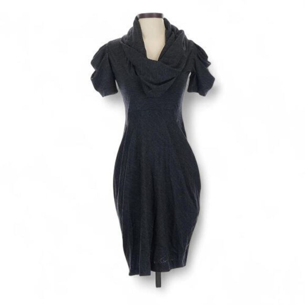 Scott Gibson NYC charcoal gray wool cowl neck sweater dress small